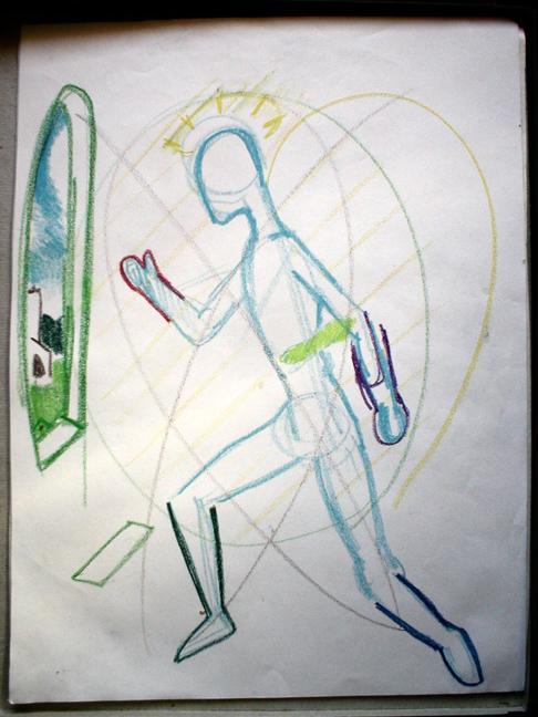 Figure With Window Done In Color Pastel